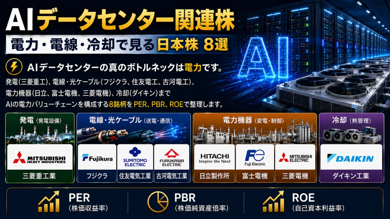 AIデータセンター関連株 - 電力・電線・冷却で見る日本株8選