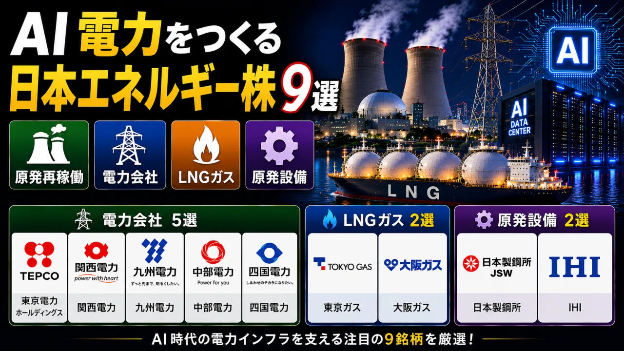 AI電力を作る日本のエネルギー株 - 原発再稼働・電力会社・ガス9選
