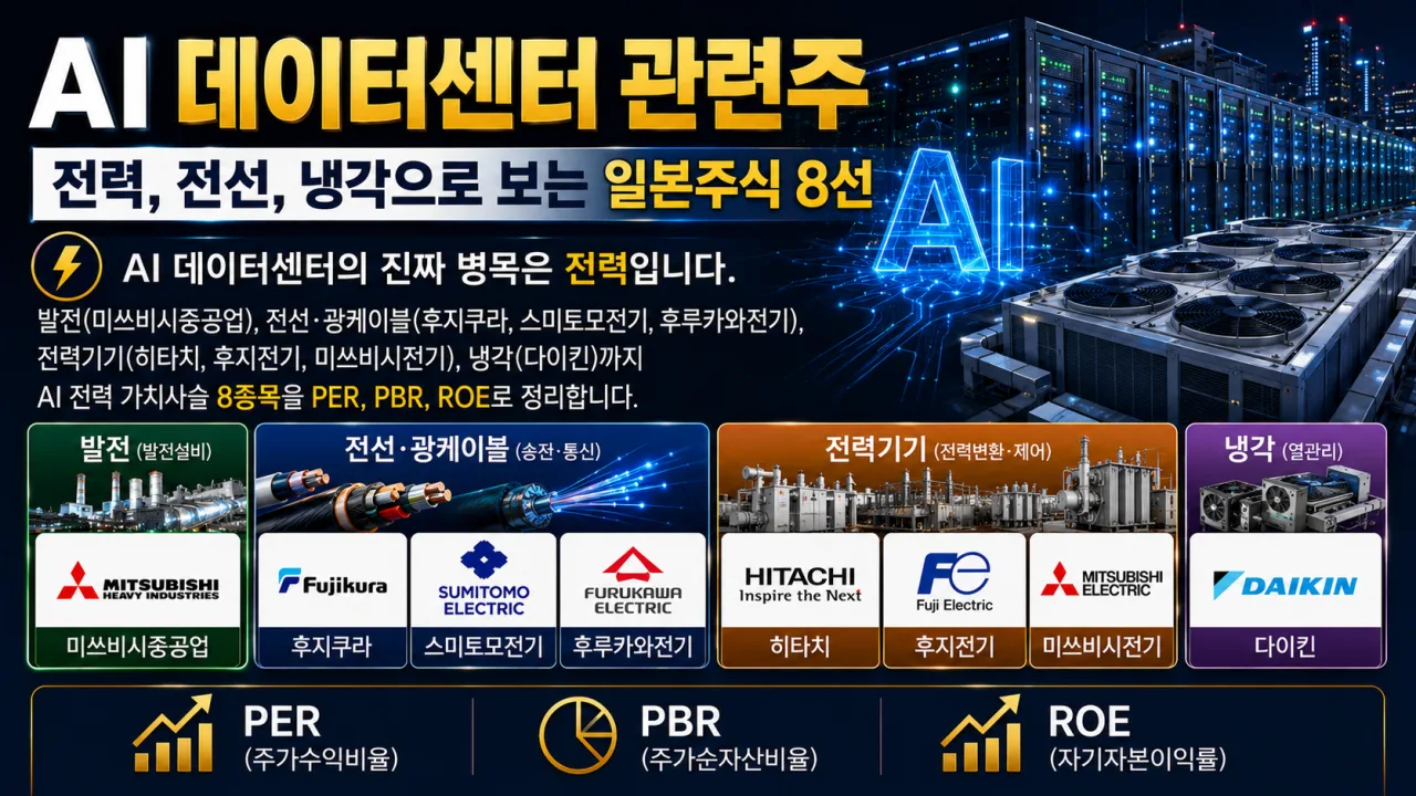 AI 데이터센터 관련주 - 전력, 전선, 냉각으로 보는 일본주식 8선