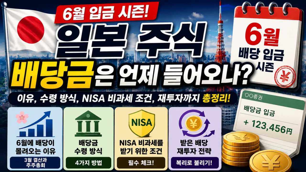 일본 주식 배당금은 언제 들어오나 - 6월 입금 시즌, 수령 방식, 재투자